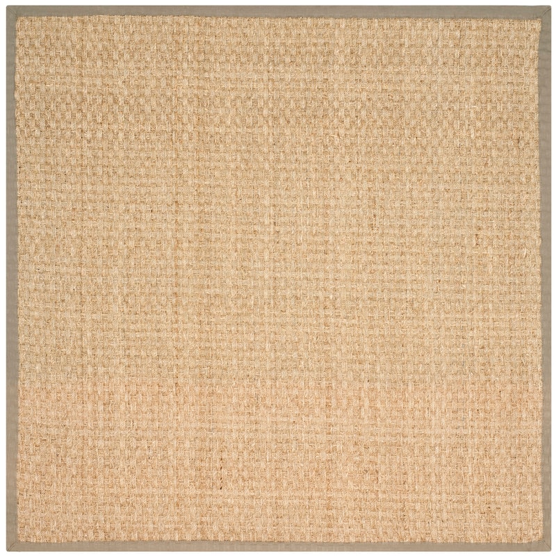 SAFAVIEH Natural Fiber Marina Basketweave Seagrass Rug - 6' Square - Natural/Olive - Square