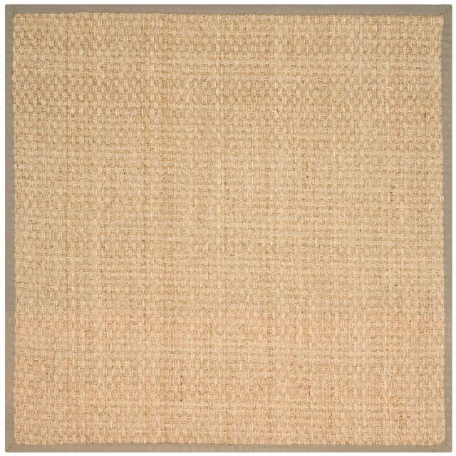 SAFAVIEH Natural Fiber Marina Basketweave Seagrass Rug - 6' x 6' Square - Natural/Olive