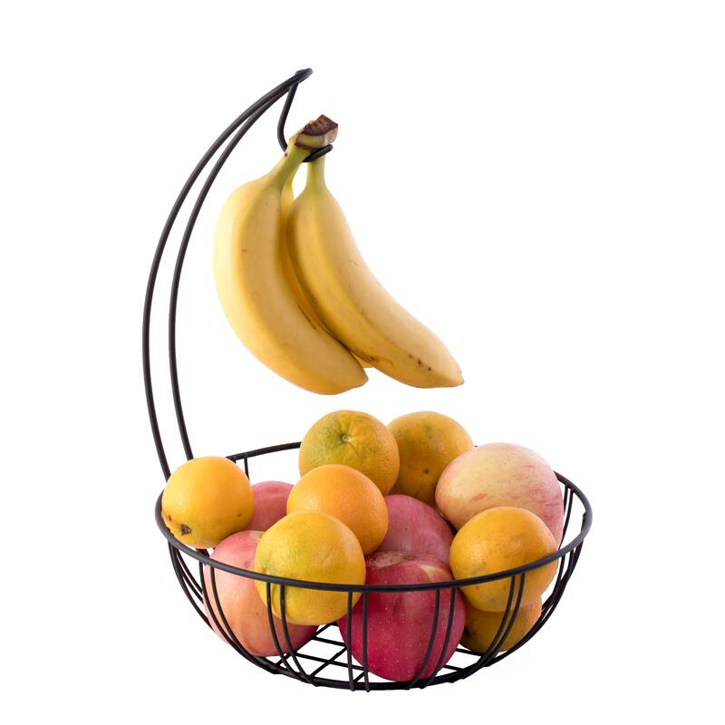 Wire Metal Fruit Basket Holder with Banana Hanger - Single 