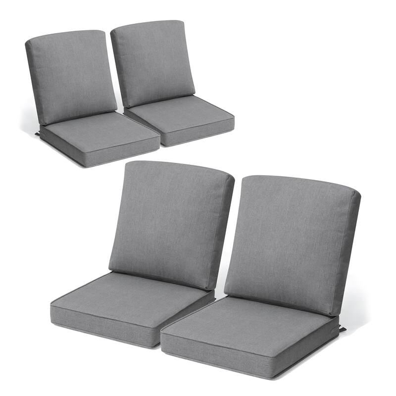 22 x 21 in Outdoor Patio Deep Seat Cushions Set Water Resistant - 4PC - LightGrey