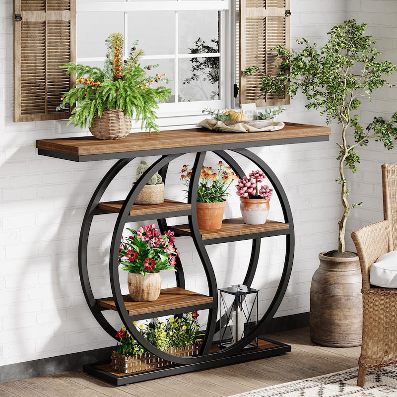 47.24" Entryway Table Wood Accent Tables with Metal Frame