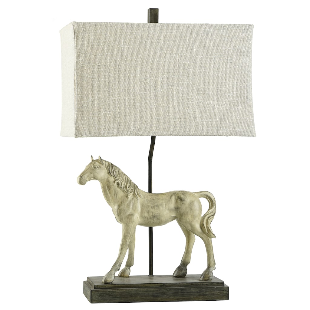 StyleCraft Dapple Gray Table Lamp - Natural Linen Softback Fabric Shade