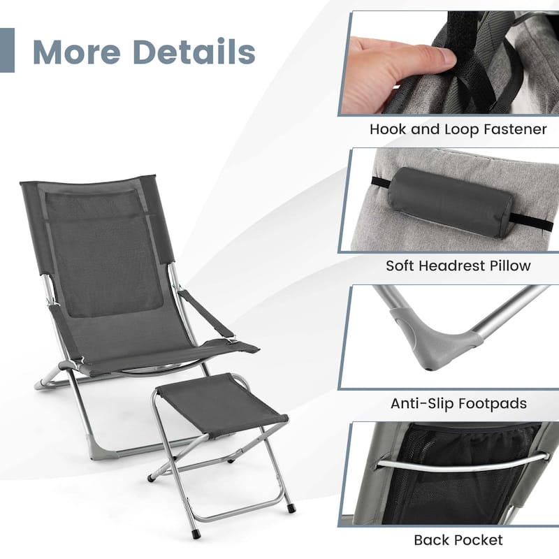 5 PCS Patio Bistro Set Lounge Chairs w/ Footrest Stool & Side Table