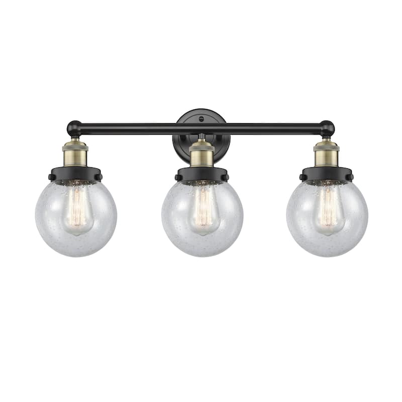 Innovations Lighting 616-3W-10-25 Beacon Vanity Beacon 3 Light 25" - Black Antique Brass / Seedy / Multi-Colored