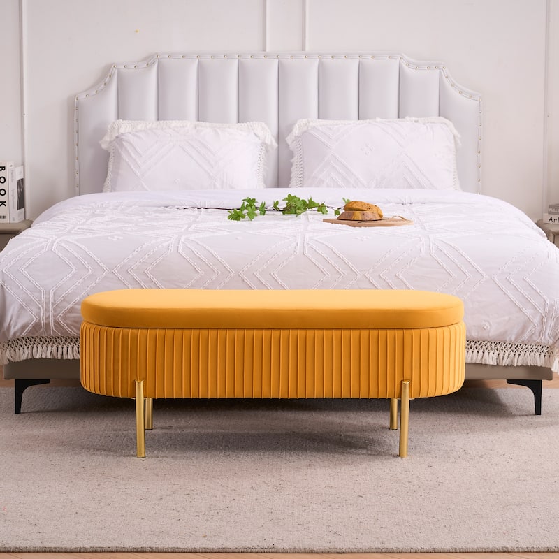 Velvet Storage Bench for Bedroom