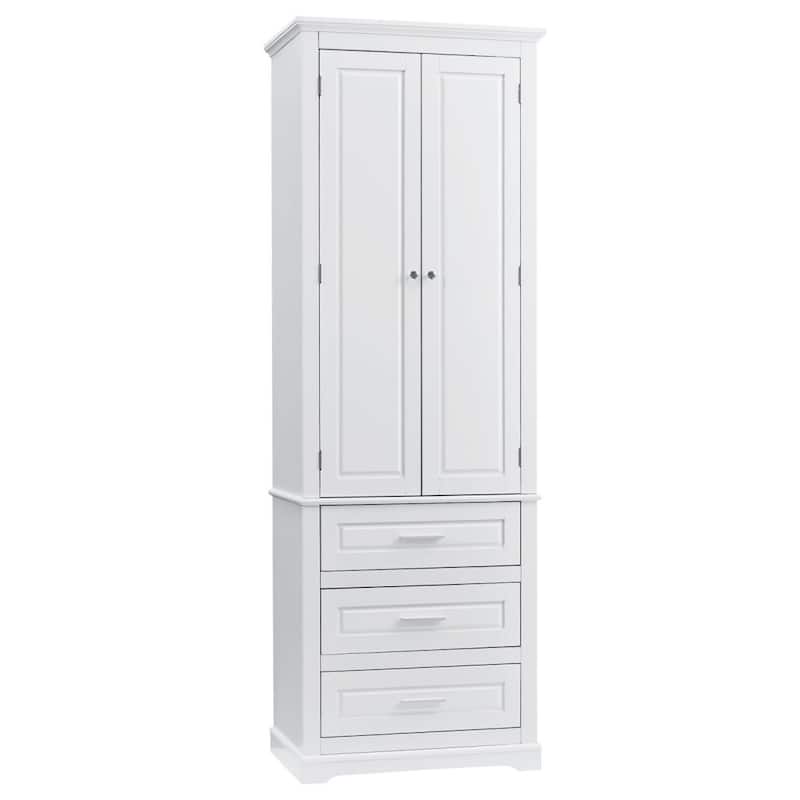 Tall Storage Cabinet with Three Drawers for Bathroom