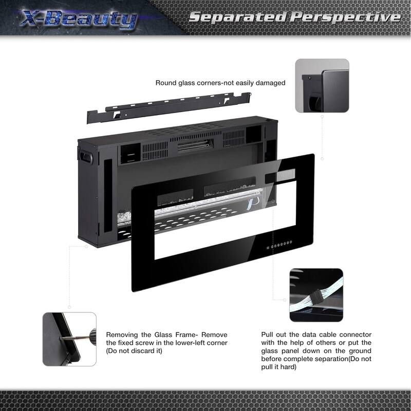 30-68" Featured Built-In Wall Fireplace with Timer / Touch Screen / Multi-Color Flame / Remote Control（750-1500W）
