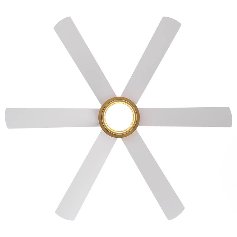 54" Gold Plywood Modern Dimmable Ceiling Fan with Light and Remote