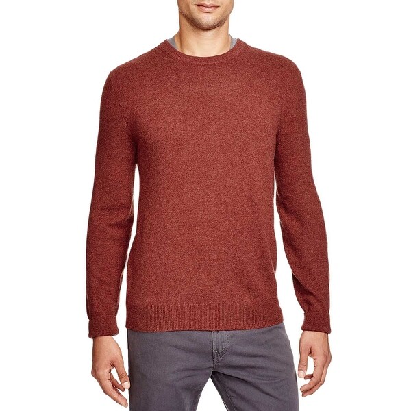 Shop Bloomingdales Mens 2-Ply Cashmere Crewneck Sweater XL Copper Elbow Patches - Free Shipping ...