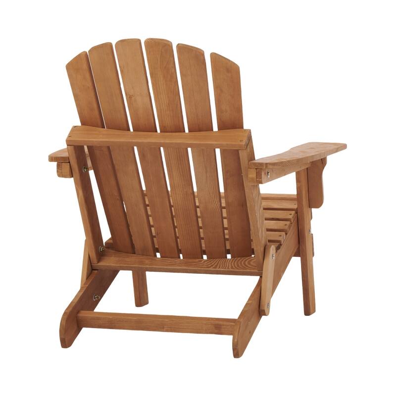 Oversize Wooden Outdoor Folding Adirondack Chair with Pre-Assembled BackRest & SeatBoard, for Garden Pool Deck Firepit