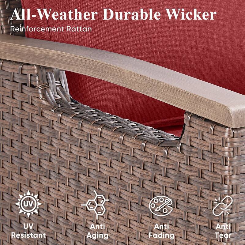 Pocassy Outdoor Brown Wicker Funitre with Cushion Set