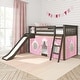 preview thumbnail 4 of 18, Twin Over Twin Low Bunk Bed with Slide & Princess Curtain Clay