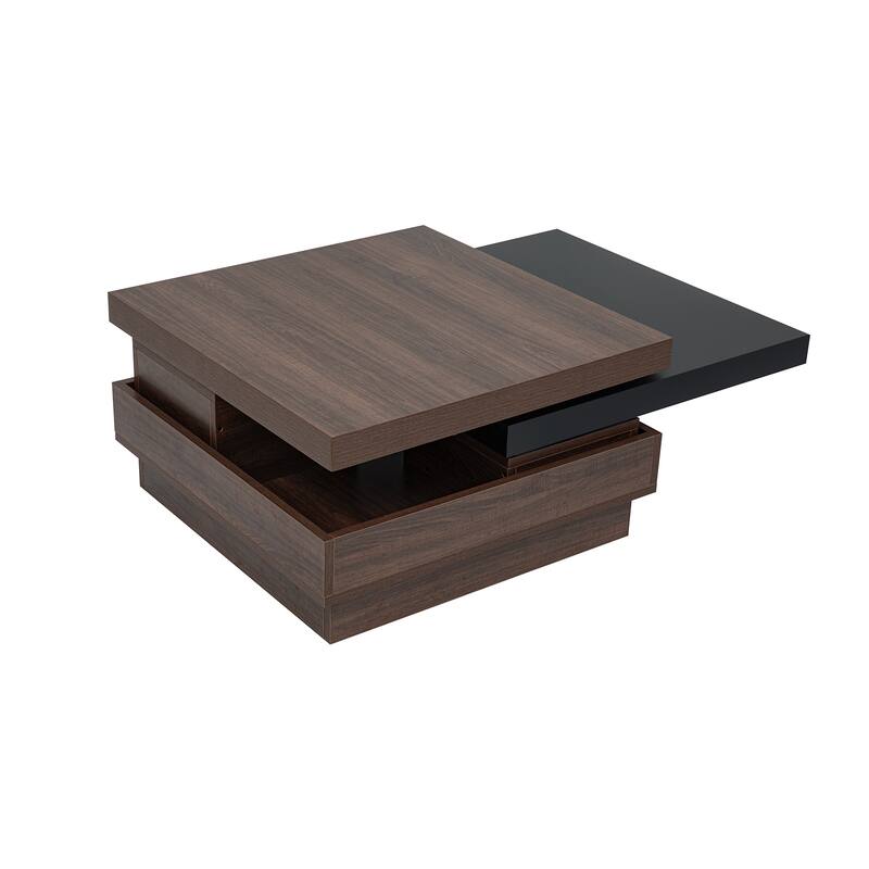 35.4" Modern Coffee Table with Rotatable Top and 1 Hidden Storage Space