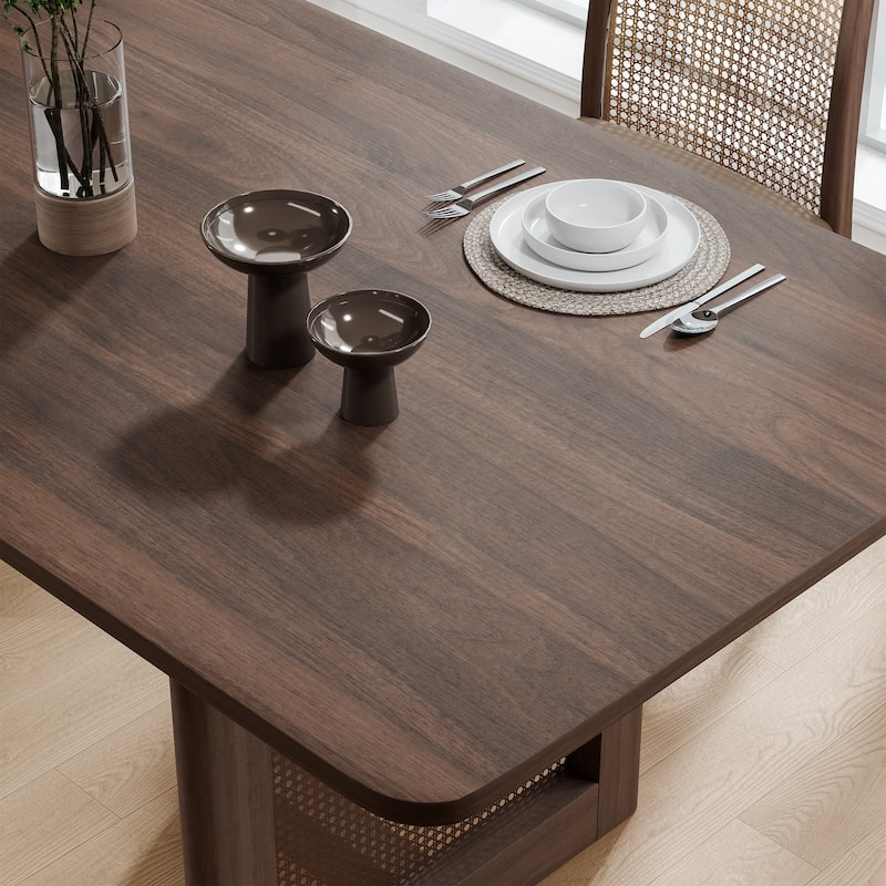 Wooakway Solid Wood 67'' Square Dining Table for 6 People Nordic style