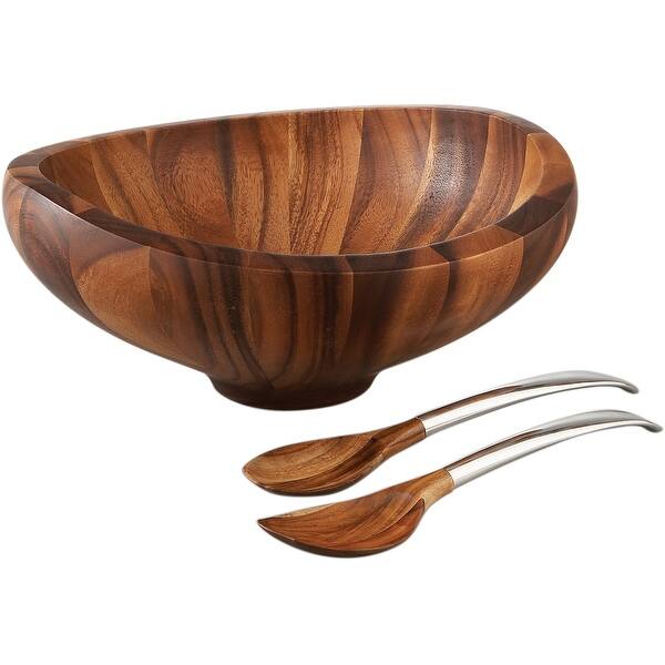 Shop Nambe 5005 Butterfly Salad Bowl W Servers Acacia Wood Overstock 28117218