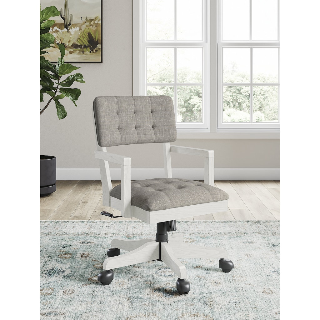 Signature Design by Ashley Robbinsdale White/Gray Home Office Desk Chair - 25"W x 25"D x 37"H
