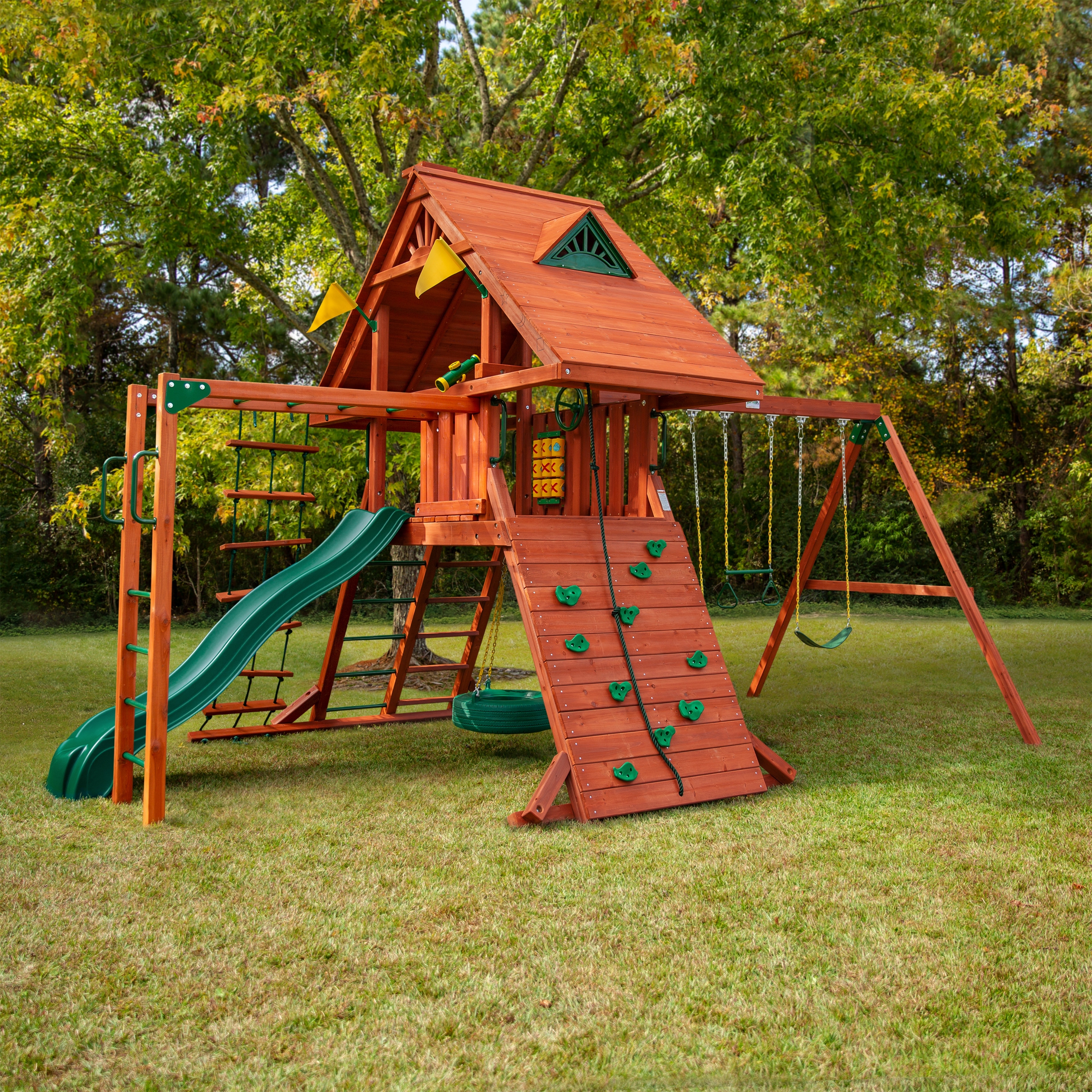 Gorilla Playsets Sun Palace II Wood Swing Set with Monkey Bars