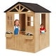 preview thumbnail 23 of 21, Wooden Adventure Cottage Playhouse for Kids with Working Door, Windows, Service Station, and Flower Pot Holders