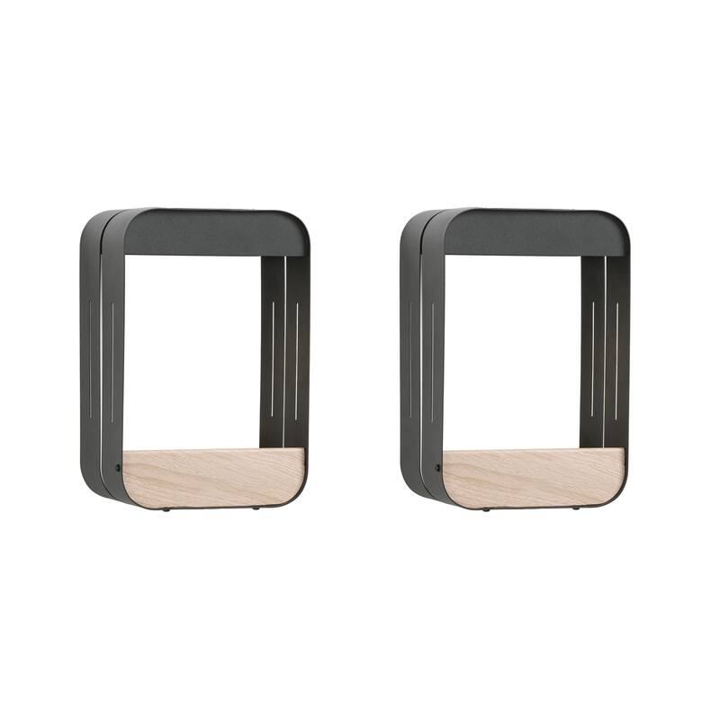 2 Pack Rectangle Frame Solar Integrated LED Sensor Outdoor Wall Light