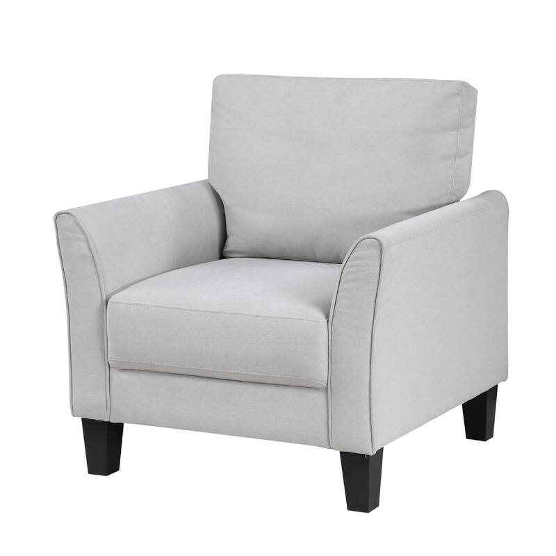 Xumo Sofa Armchair, Light Gray 34 Inch, Black Tapered Wood Legs