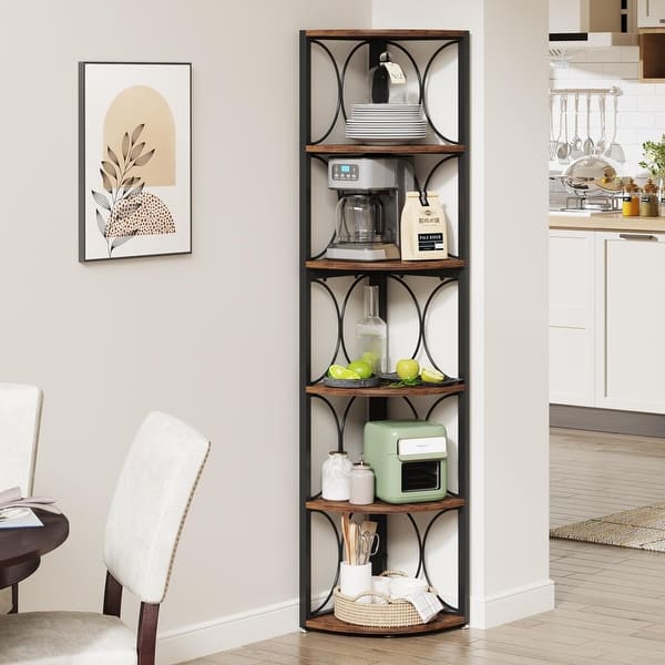 67 inch Tall Corner Shelf, Corner Bookshelf Bookcase Standing Shelving