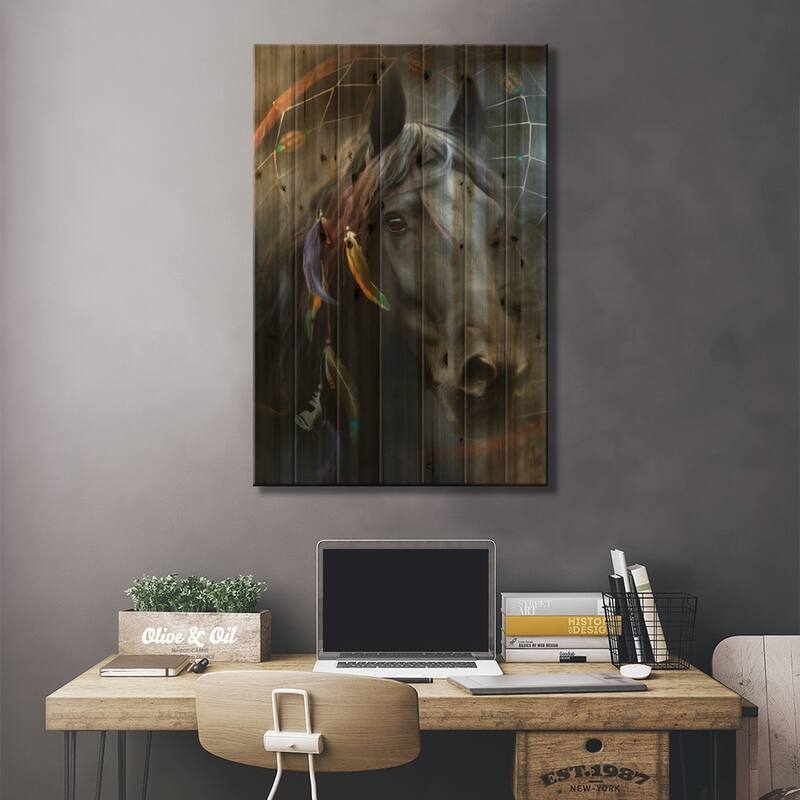 Raven Print On Wood by Trudi Simmonds - Multi-Color