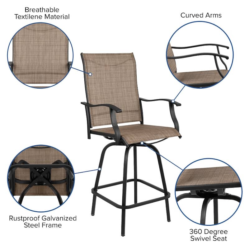 30" All-Weather Patio Swivel Outdoor Stools, Set of 2 - Garden Chair
