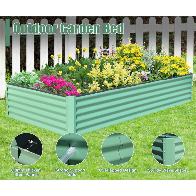 Metal Raised Rectangular Flower Beds Weather-Resistant Raised Flower Beds with Open-Ended Base for Gardening Vegetables