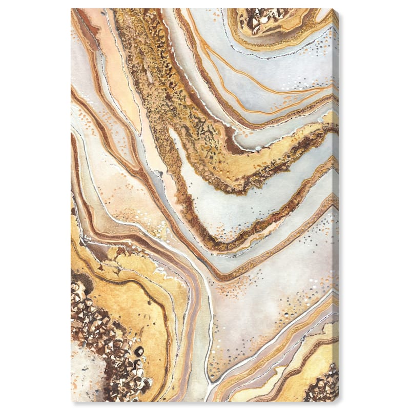 Art Remedy Golden Lines Gallery Wrapped Mineral, Agate & Geode 1 Piece Canvas Wall Art - 16 x 24