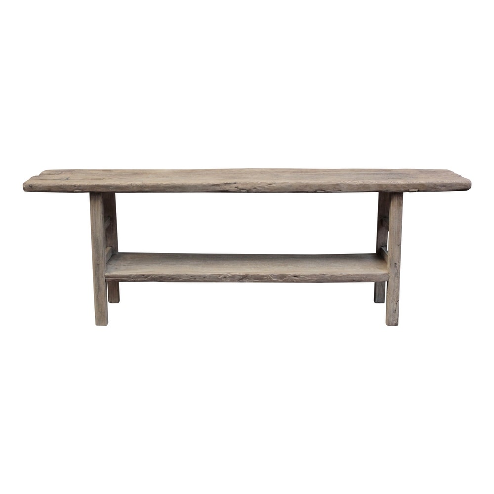 Lilys Living Large Vintage Console Table with Shelf and Regular Top, about 6-8 Feet Long, Weathered Natural Wood Finish (size and color vary) (Wood)