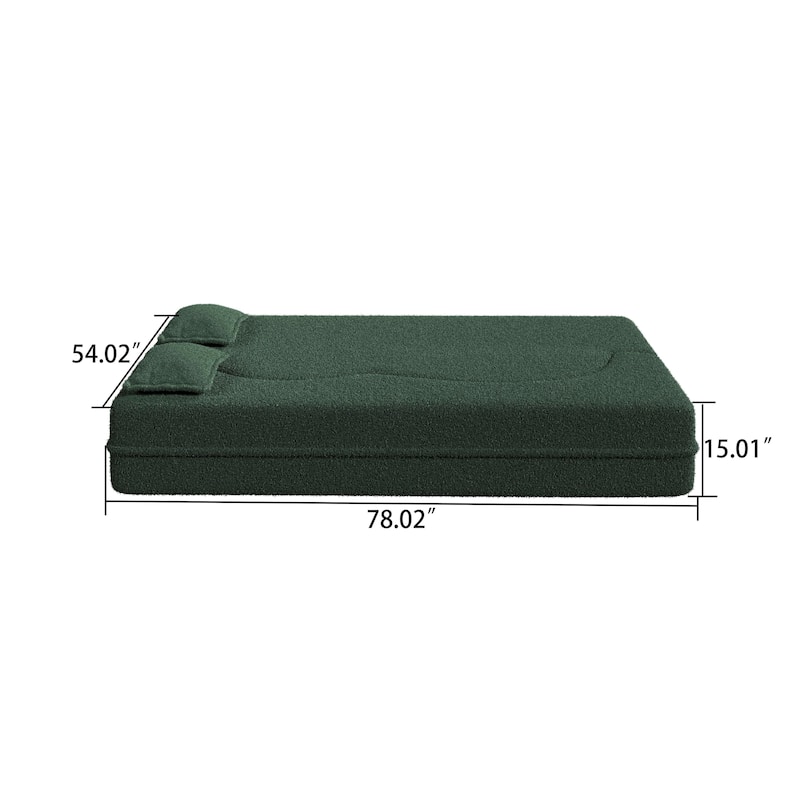 Modern Minimalist Compressed Upholstered Convertible Two-Seater Sofa Bed with 2 Pillows