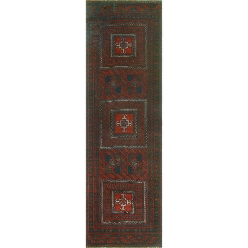 Vintage Distressed Alexande Red/Charcoal Runner - 2'7" x 8'11"