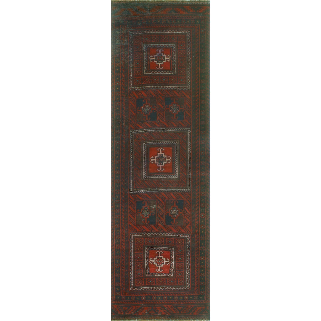 Vintage Distressed Alexande Red/Charcoal Runner - 2'7" x 8'11"