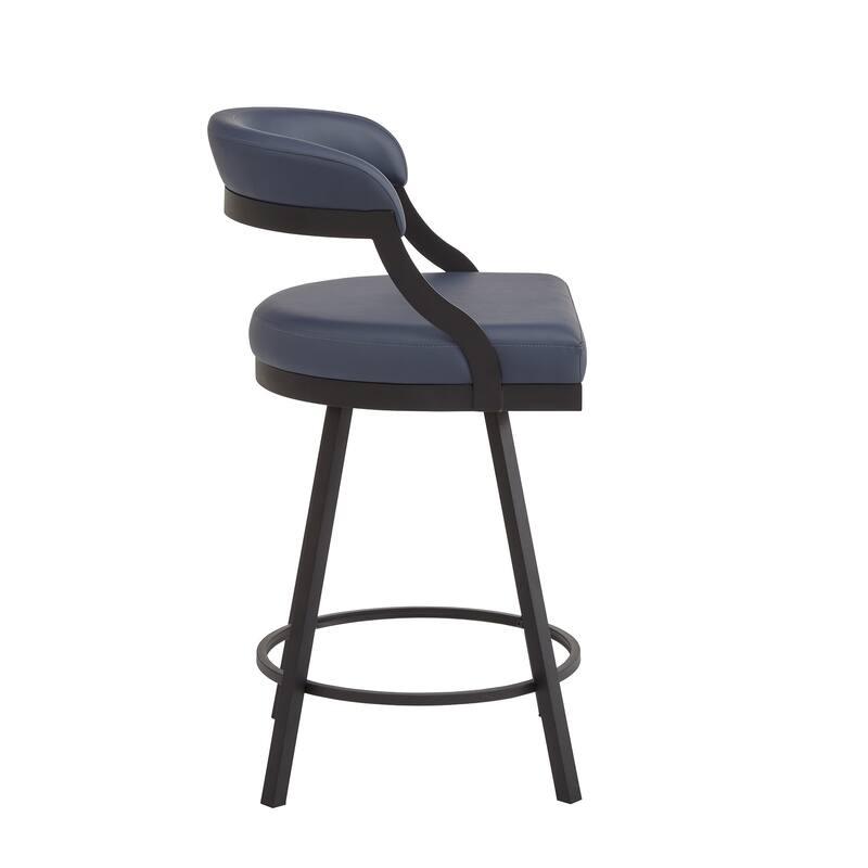 Bacalar Black Finish Metal Round Counter Height Table with Vegan Leather Swivel Chair Set by iNSPIRE Q Modern