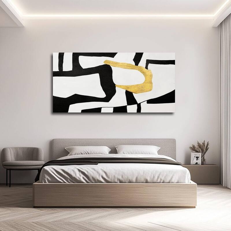Black and White Wall Art Abstract Wall Decor Geometric Canvas