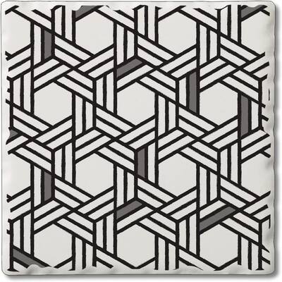 Absorbent Stone Tumbled Tile Coasters, Black and White Shutter, Set of 4