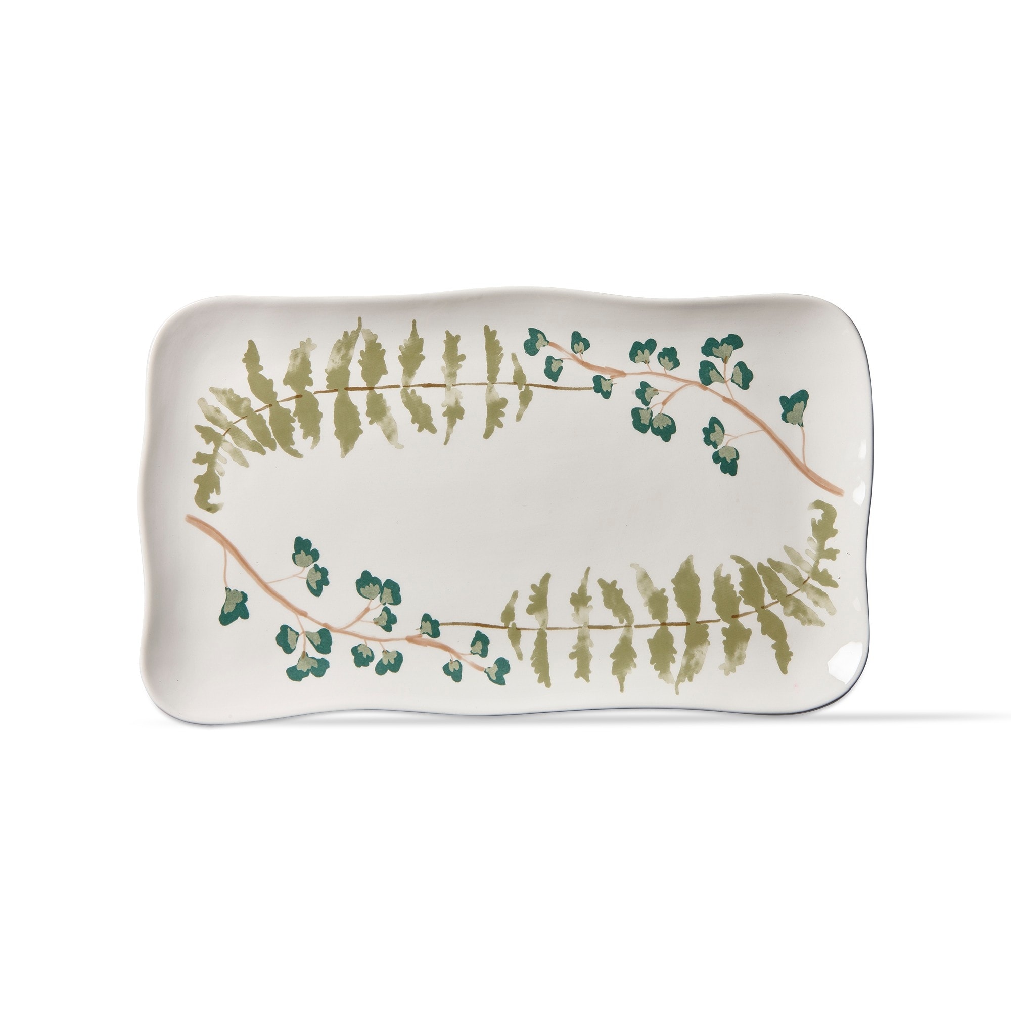 Tree Line Multicolor Rectangular Serving Platter 17x10 Dishwasher Safe Ceramic for Summer Entertaining