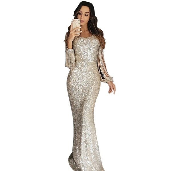 sequin dress with tassels