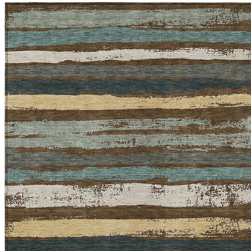 HomeRoots Striped Transitional Rectangle Outdoor Rug