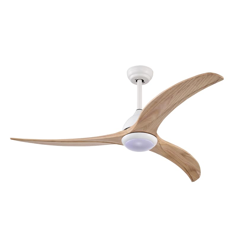 52" Solid Wood Blades Ceiling Fan With Light with Remote Control, Noiseless Reversible Motor, 6 Speed, 3 Color