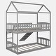 preview thumbnail 7 of 39, Twin Over Twin Bunk Bed with Slide, House Bed with Slide
