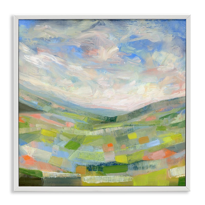 Stupell Jolly Geometric Countryside Scene Framed Giclee Art Design By Ashley Davis - 12 x 12 - White