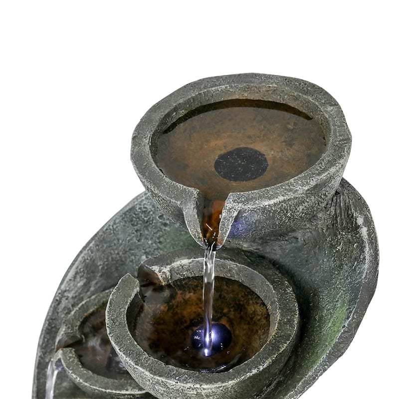 23.8''H Outdoor Water Fountain with LED Curved Indoor Fountain