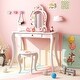 preview thumbnail 3 of 7, 2 in 1 Children Pretend Makeup Vanity Set with Removable Mirror and Storage Drawer-White - 28.5"L x 14"W x 42"H