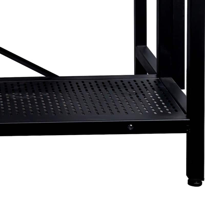 Kitchen Island Table with 3-Tier Shelf and 3 Hooks for Living Space