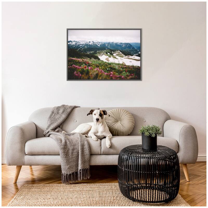Kate and Laurel Sylvie Snow Covered Mountain Landscape Framed Canvas by Patricia Hasz of Patricia Rae Photography