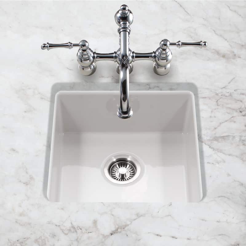 Houzer PTB-2020 Platus 19-1/8" Undermount Single Basin Fireclay Bar
