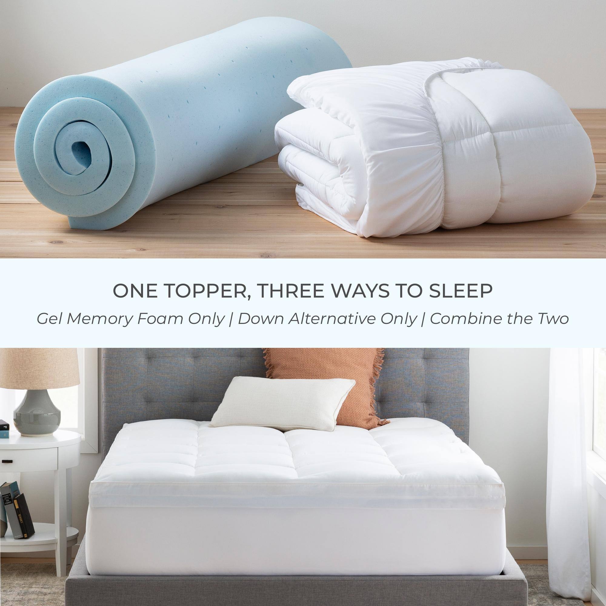 Brookside Pillow Top and 2inch Gel Memory Foam Mattress Topper Blue