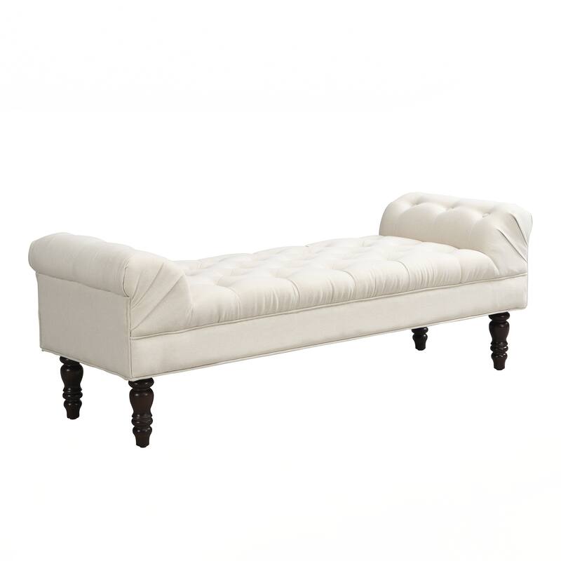 Button-Tufted End of Bed Bench,Large Upholstered Ottoman,Foot Rest with Legs