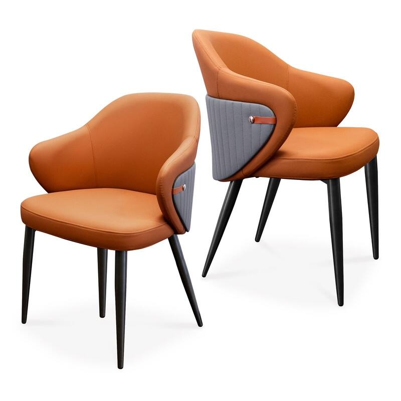 Modern Upholstered Leather Armless Dining Chairs Set of 2